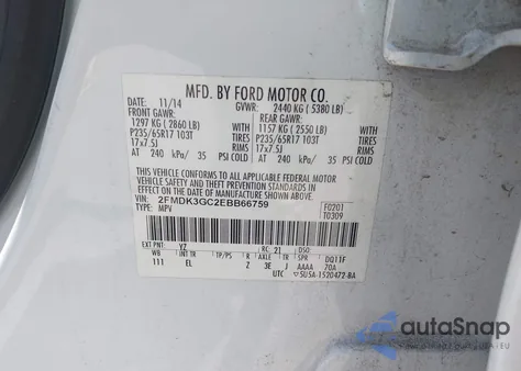 2014 Ford Edge Se z USA, uszkodzony, nr VIN 2FMDK3GC2EBB66759